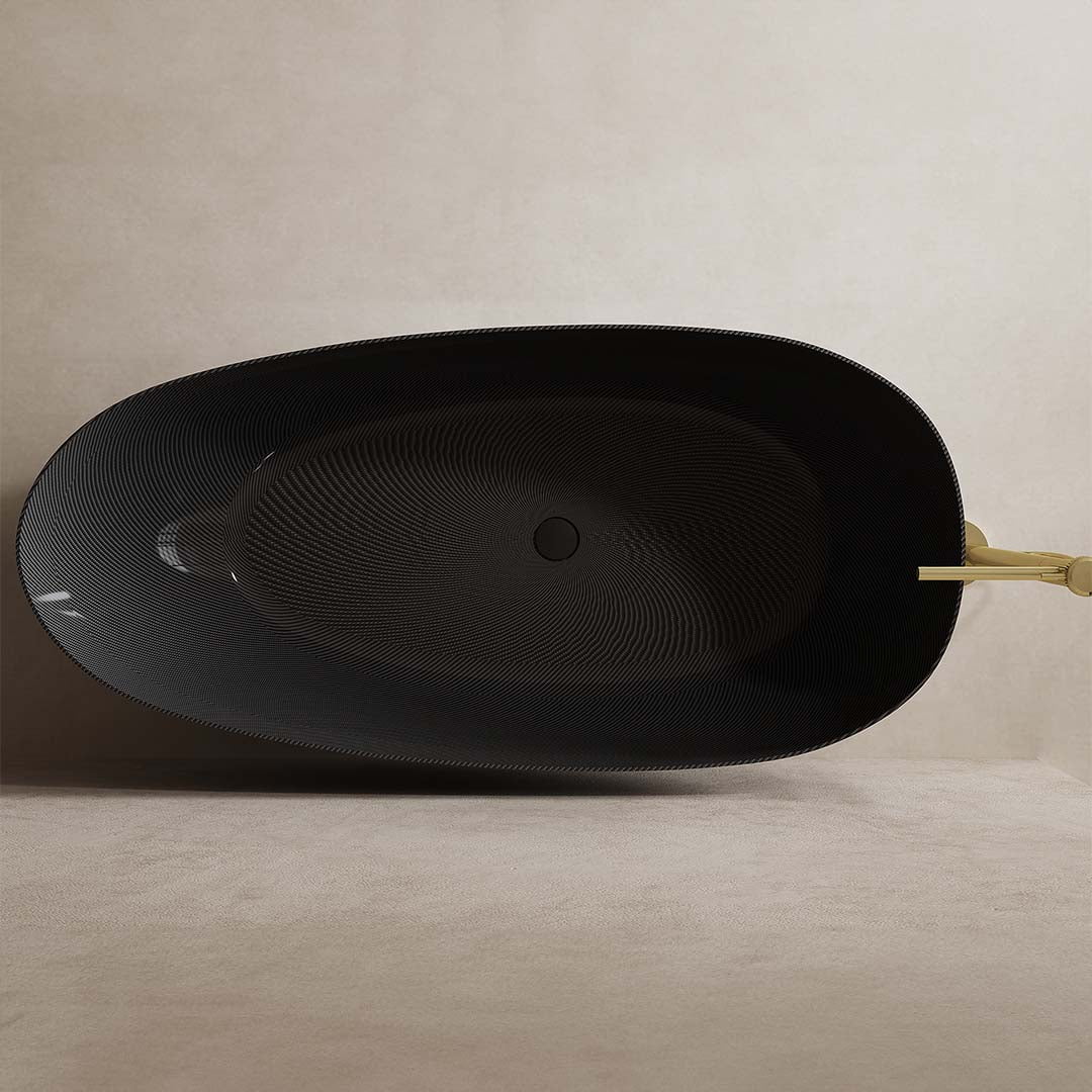 Cada de baie, freestanding, 1700x800x550 mm, negru, din fibra de carbon Twill, forma ovala, MonBlari