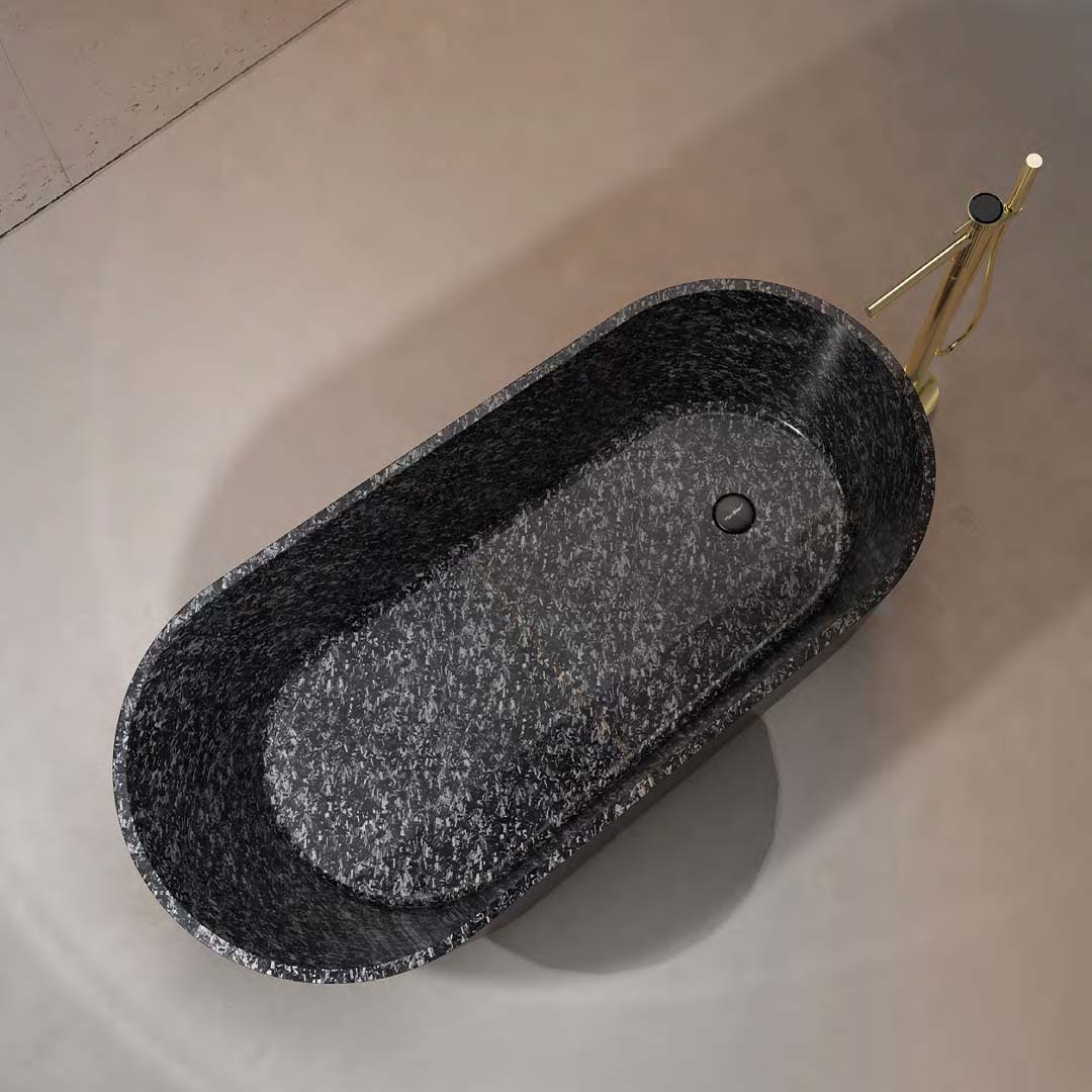Cada de baie, freestanding, 1700x800x580 mm, negru, din fibra de carbon Mozaic, forma ovala, MonBlari
