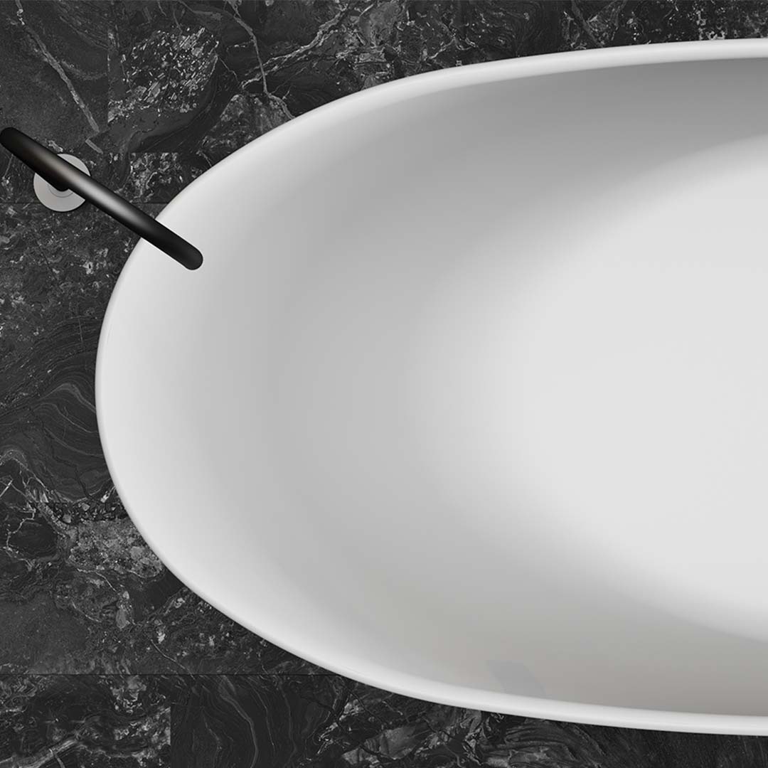 Cada de baie, freestanding, 1700x800x630 mm, din compozit, ovala, alb mat, MonBlari