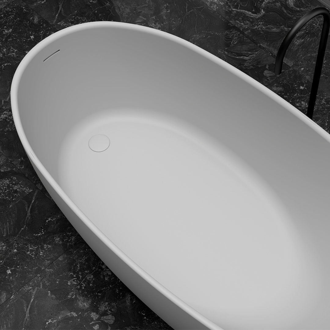 Cada de baie, freestanding, 1700x800x630 mm, din compozit, ovala, alb mat, MonBlari