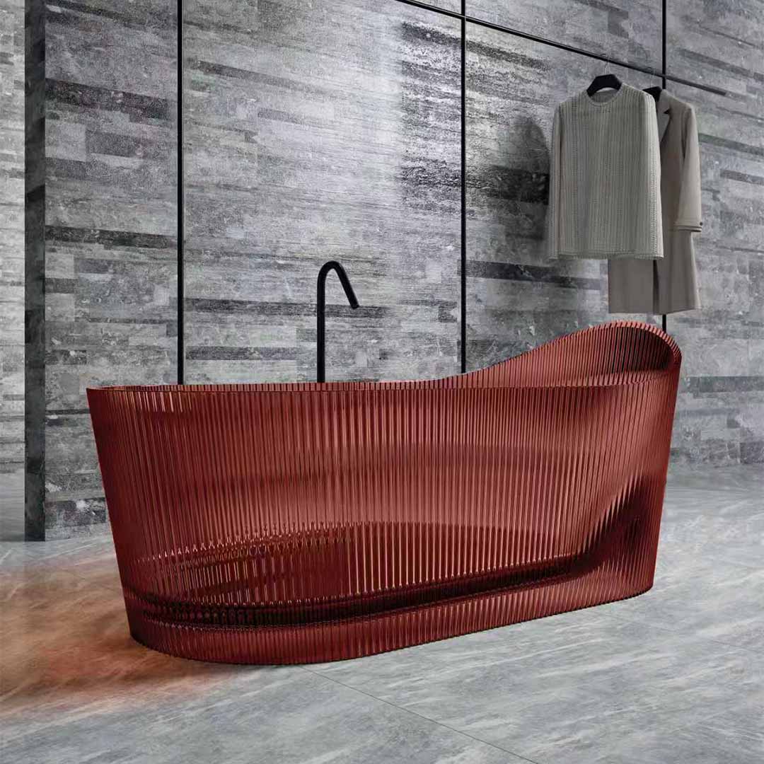 Cada de baie, freestanding, 1700x800x730, din rasina, ovala, maro transparent, MonBlari