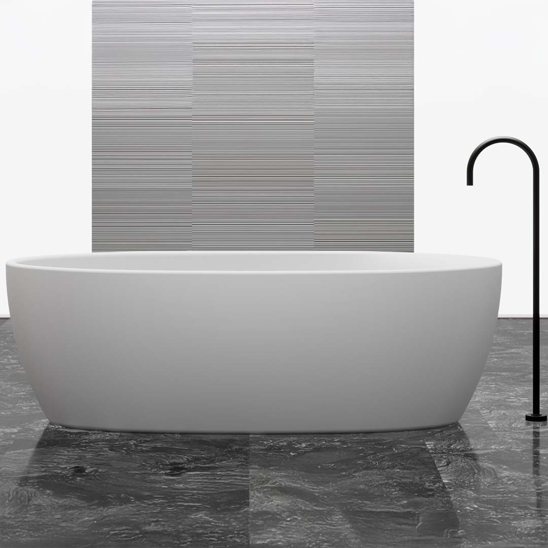 Cada de baie, freestanding, 1700x850x550 mm, din compozit, ovala, alb mat, MonBlari