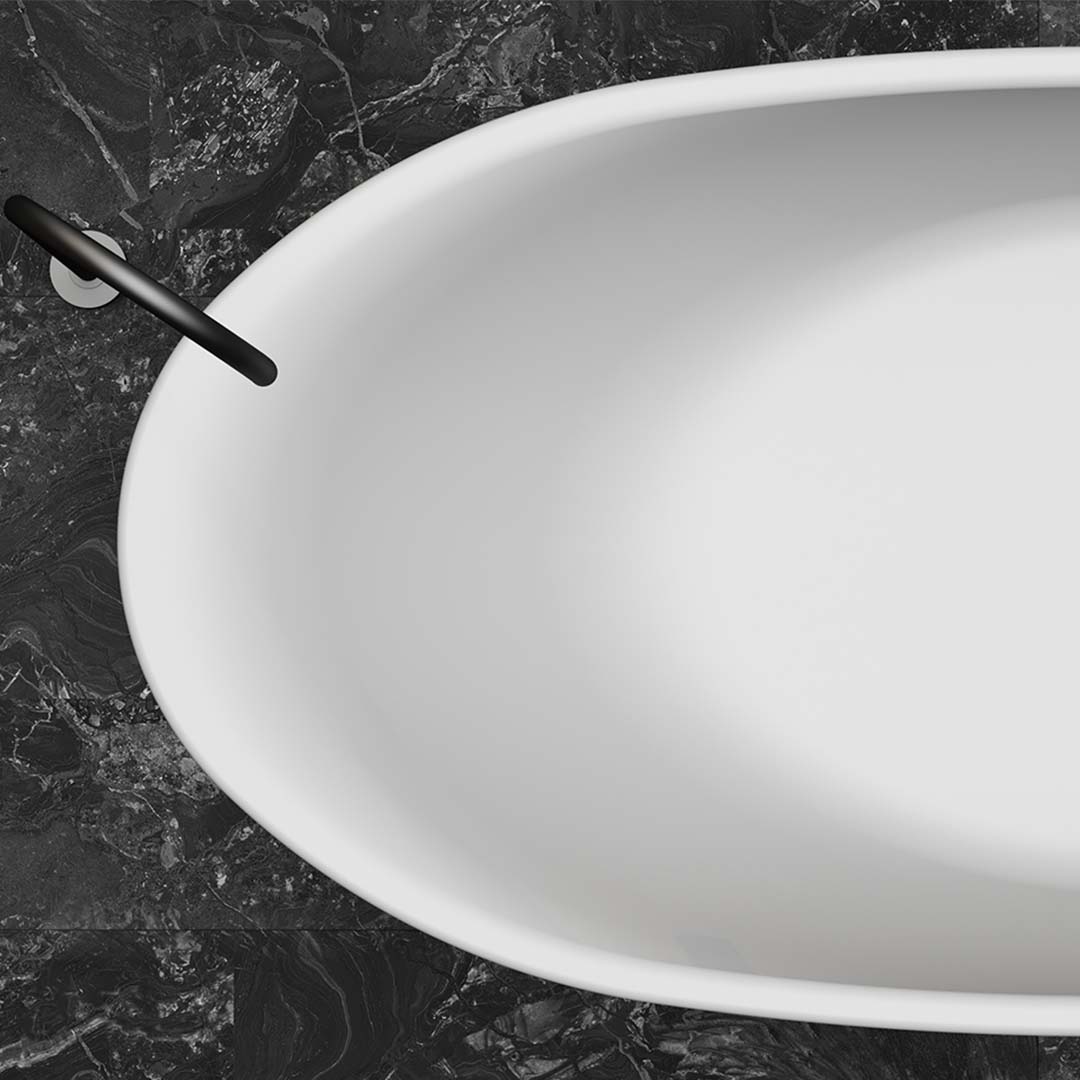 Cada de baie, freestanding, 1700x850x550 mm, din compozit, ovala, alb mat, MonBlari