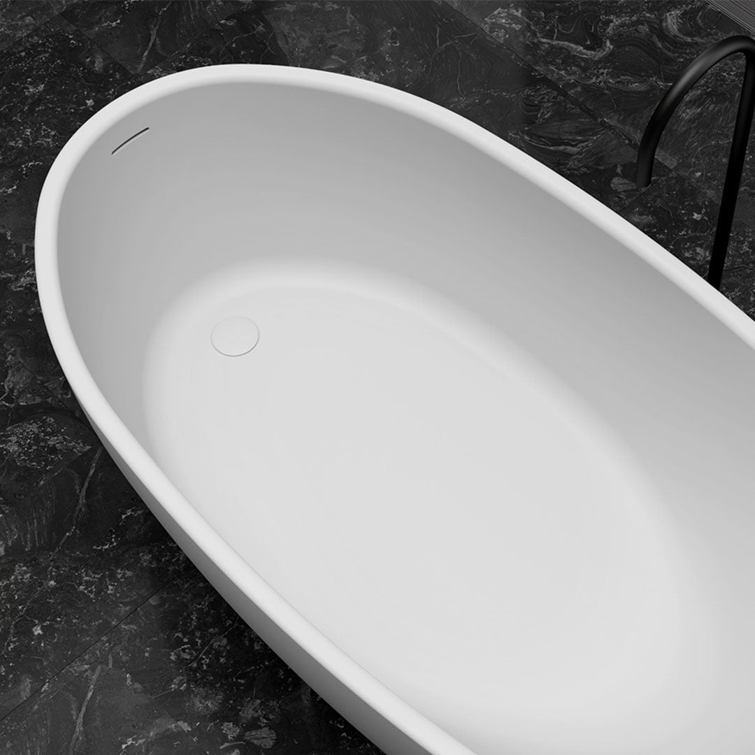 Cada de baie, freestanding, 1700x850x550 mm, din compozit, ovala, alb mat, MonBlari