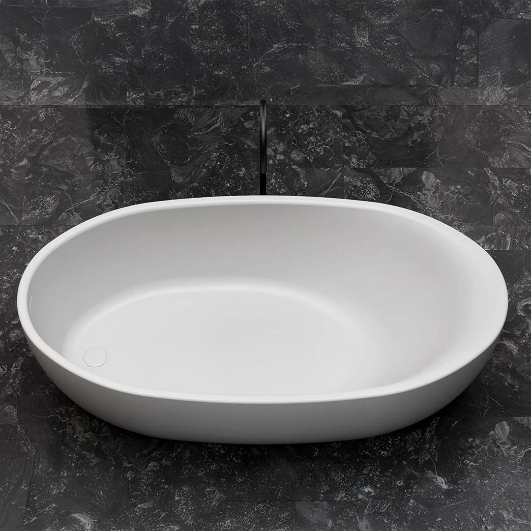 Cada de baie, freestanding, 1700x850x550 mm, din compozit, ovala, alb mat, MonBlari