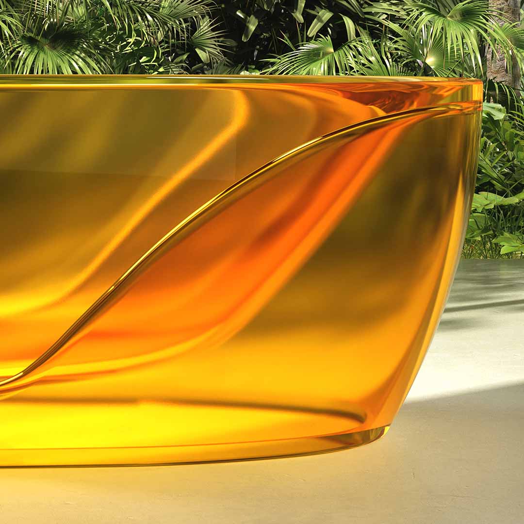 Cada de baie, freestanding, 1700x850x550 mm, din rasina, ovala, galben transparent, MonBlari