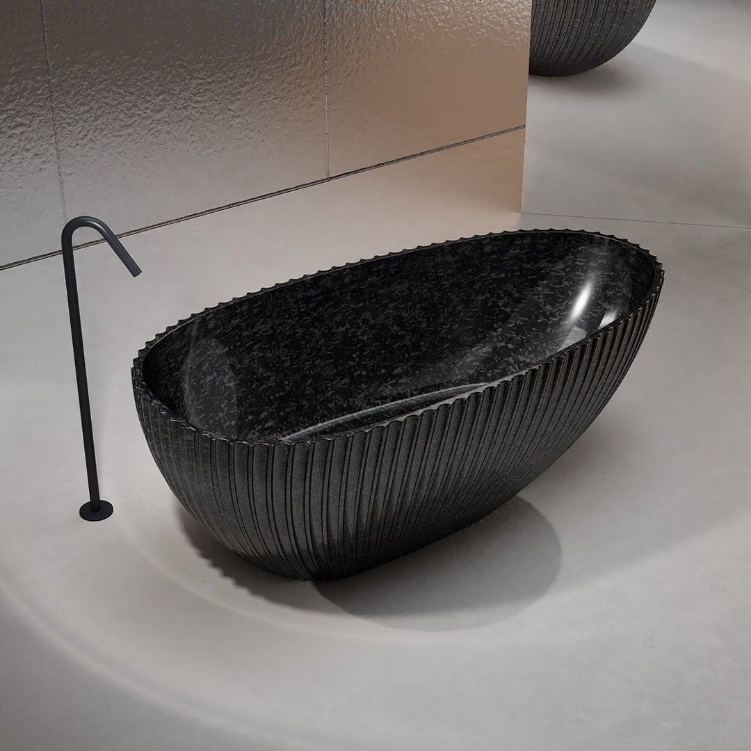 Cada de baie, freestanding, 1700x850x580 mm, negru, din fibra de carbon, ovala, finisaj mat, MonBlari