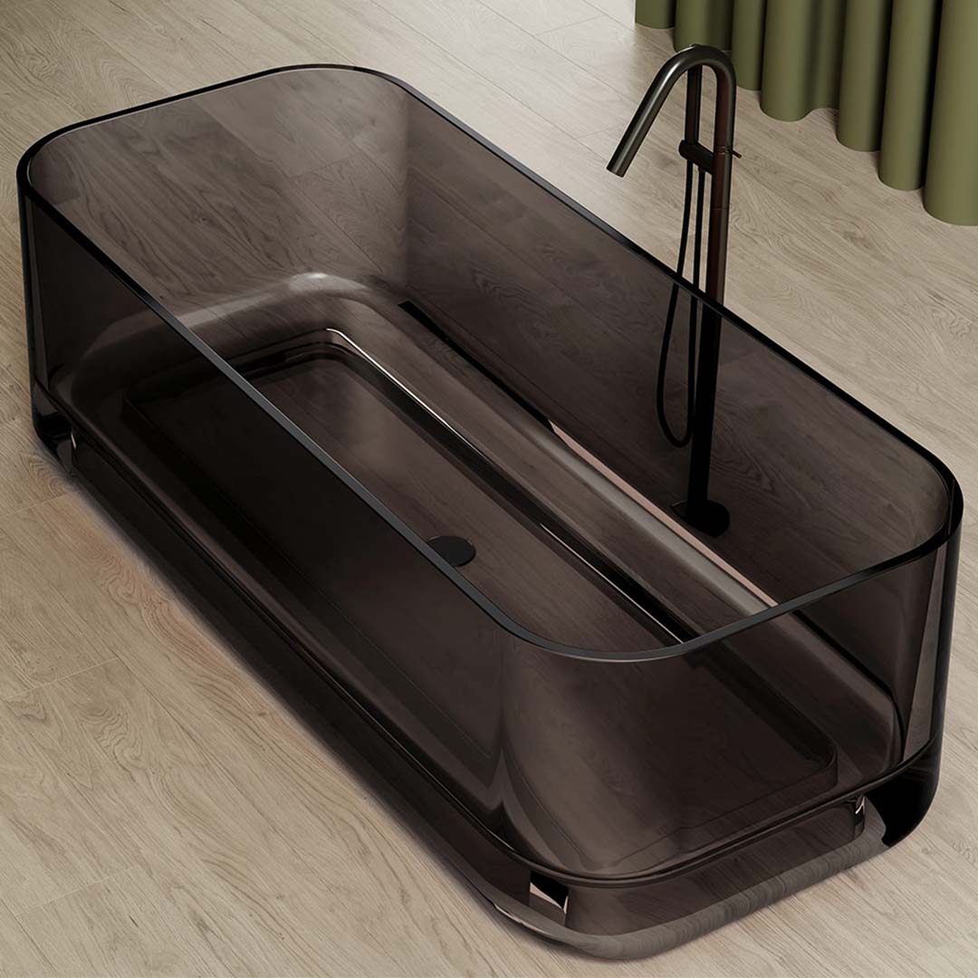 Cada de baie, freestanding, 1750x750x550 mm, din rasina, dreptunghiulara, negru transparent, MonBlari