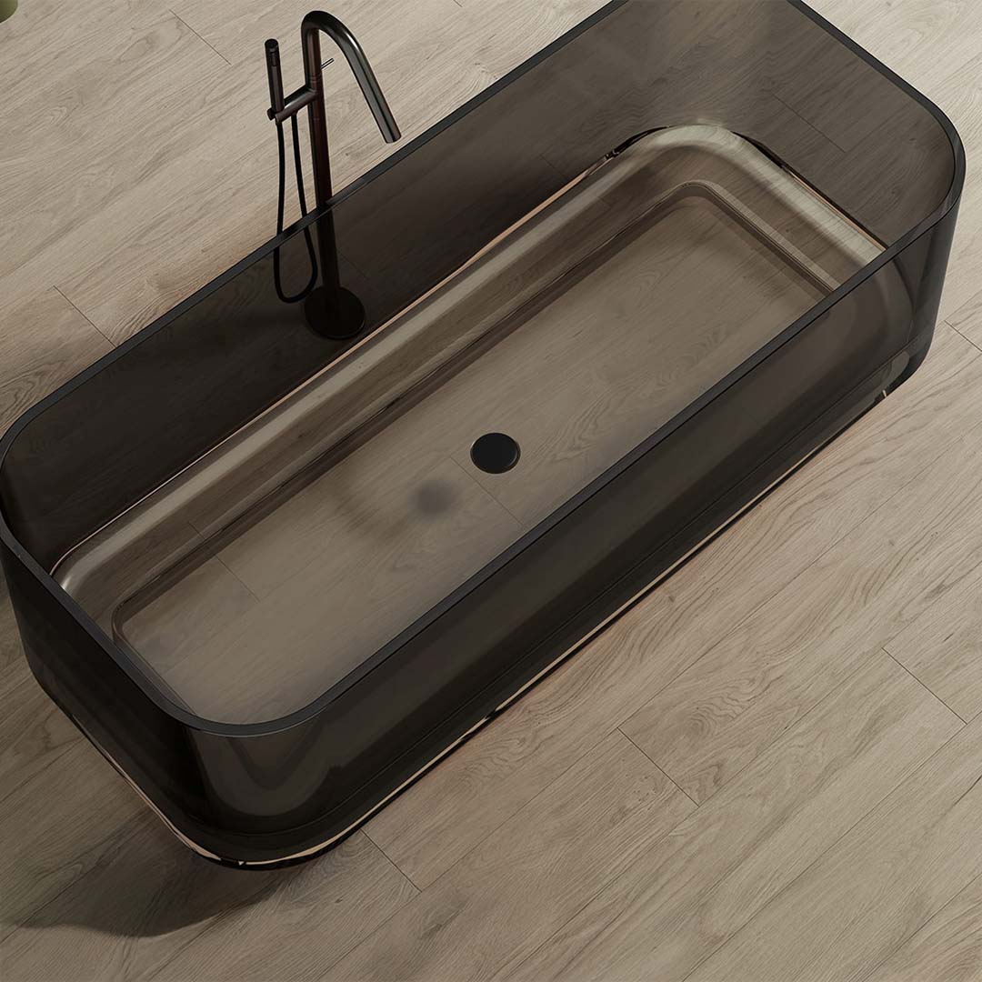 Cada de baie, freestanding, 1750x750x550 mm, din rasina, dreptunghiulara, negru transparent, MonBlari