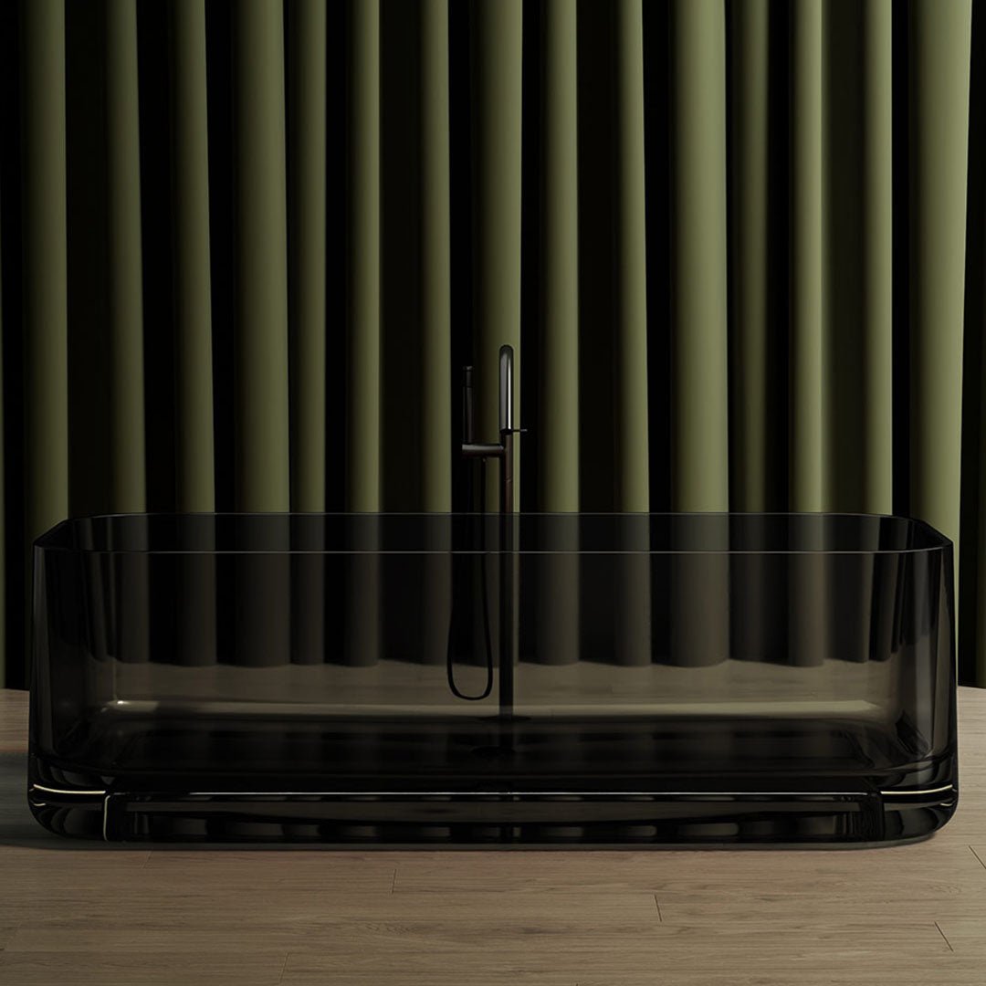 Cada de baie, freestanding, 1750x750x550 mm, din rasina, dreptunghiulara, negru transparent, MonBlari