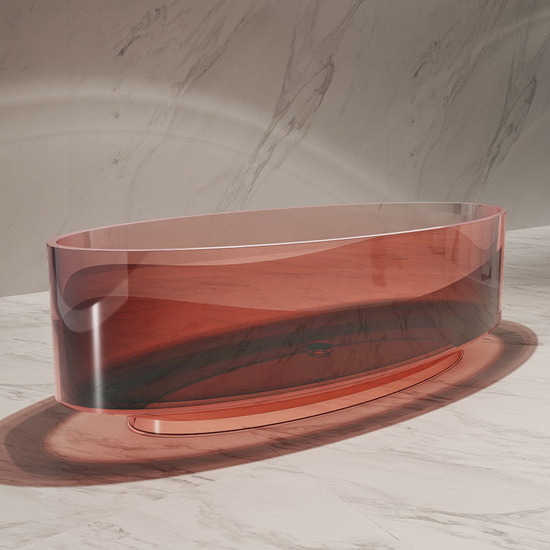 Cada de baie, freestanding, 1750x800x550, din rasina, ovala, rosu caramiziu transparent, MonBlari