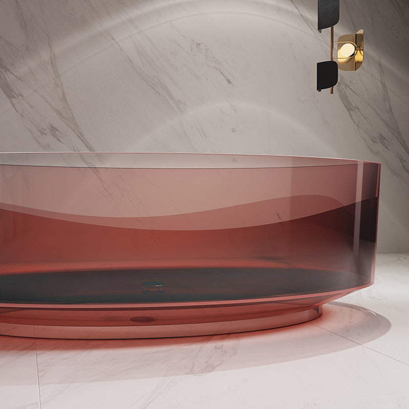 Cada de baie, freestanding, 1750x800x550, din rasina, ovala, rosu caramiziu transparent, MonBlari