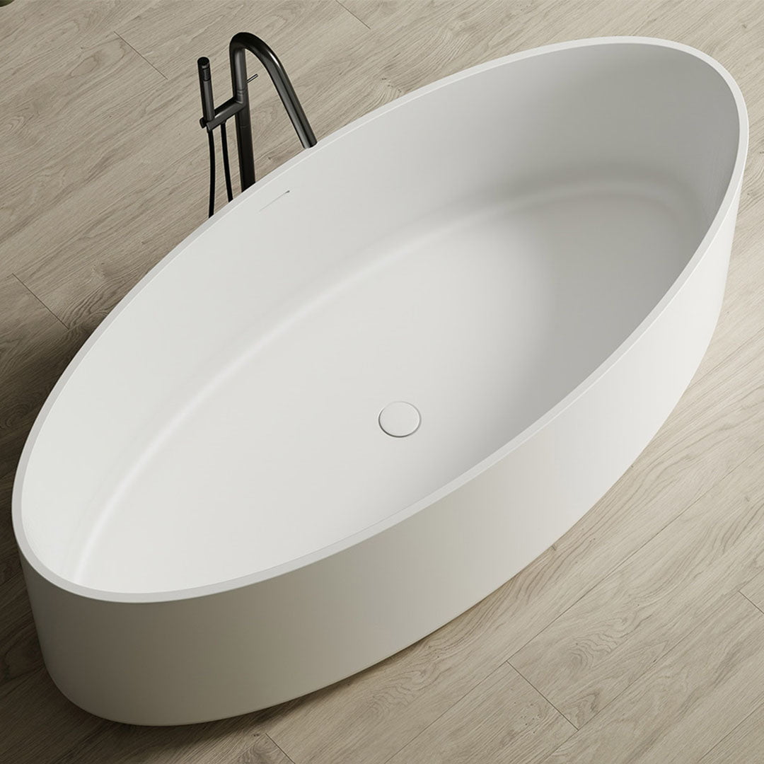 Cada de baie, freestanding, 1750x800x550 mm, din compozit, ovala, alb mat, MonBlari