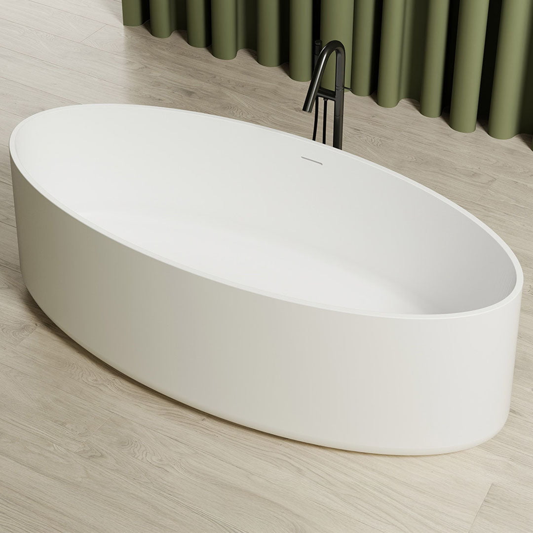 Cada de baie, freestanding, 1750x800x550 mm, din compozit, ovala, alb mat, MonBlari