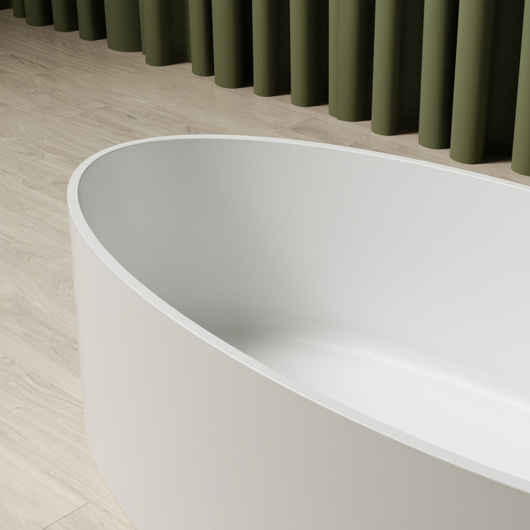 Cada de baie, freestanding, 1750x800x550 mm, din compozit, ovala, alb mat, MonBlari