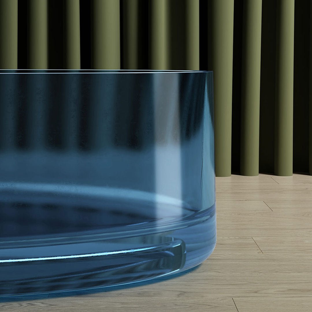 Cada de baie, freestanding, 1750x800x550 mm, din rasina, ovala, albastru transparent, MonBlari