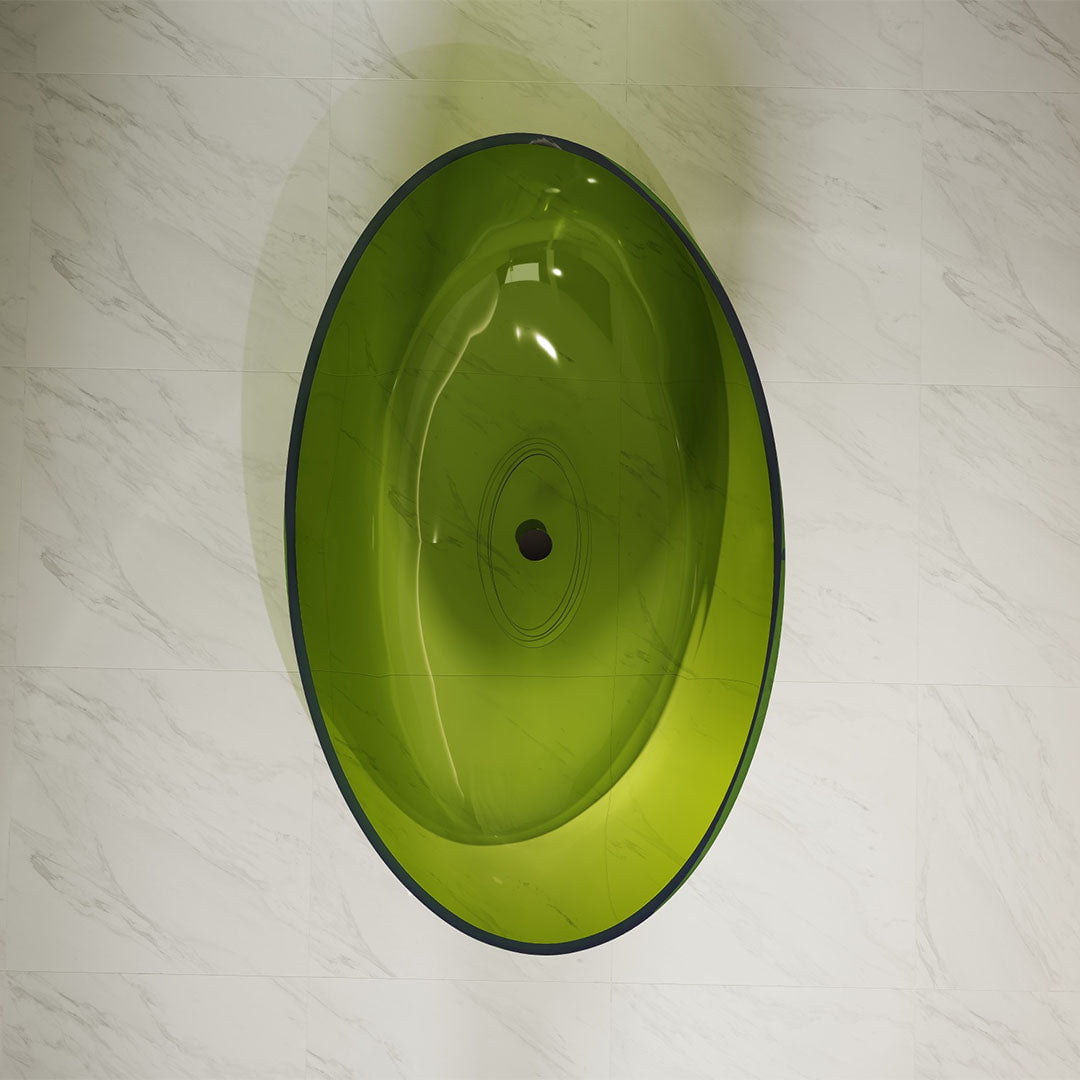 Cada de baie, freestanding, 1800x1100x620, din rasina, ovala, verde transparent, MonBlari