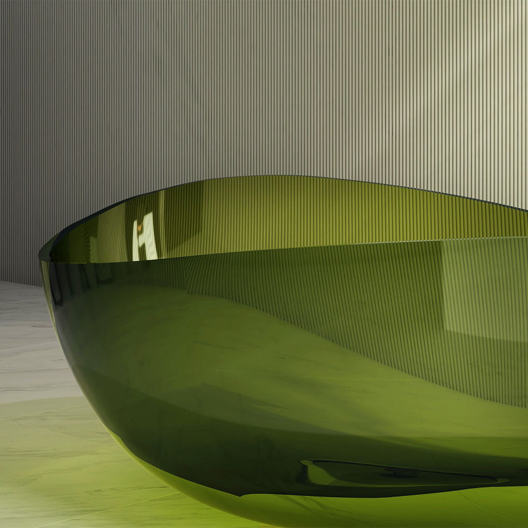 Cada de baie, freestanding, 1800x1100x620, din rasina, ovala, verde transparent, MonBlari