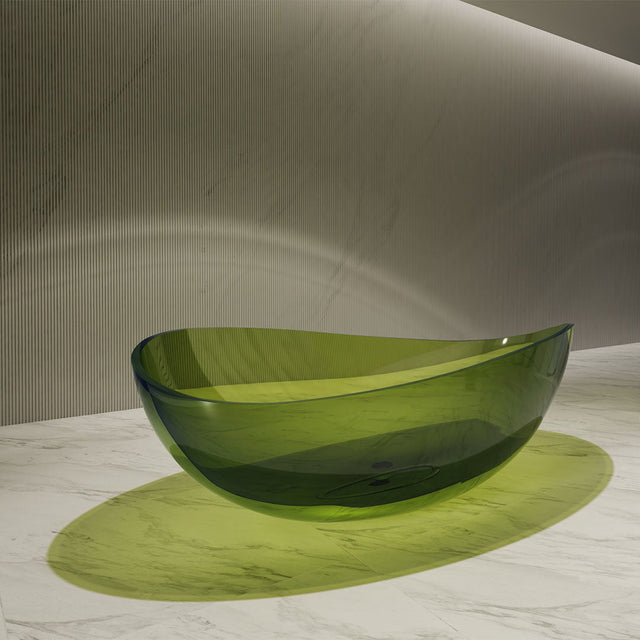 Cada de baie, freestanding, 1800x1100x620, din rasina, ovala, verde transparent, MonBlari