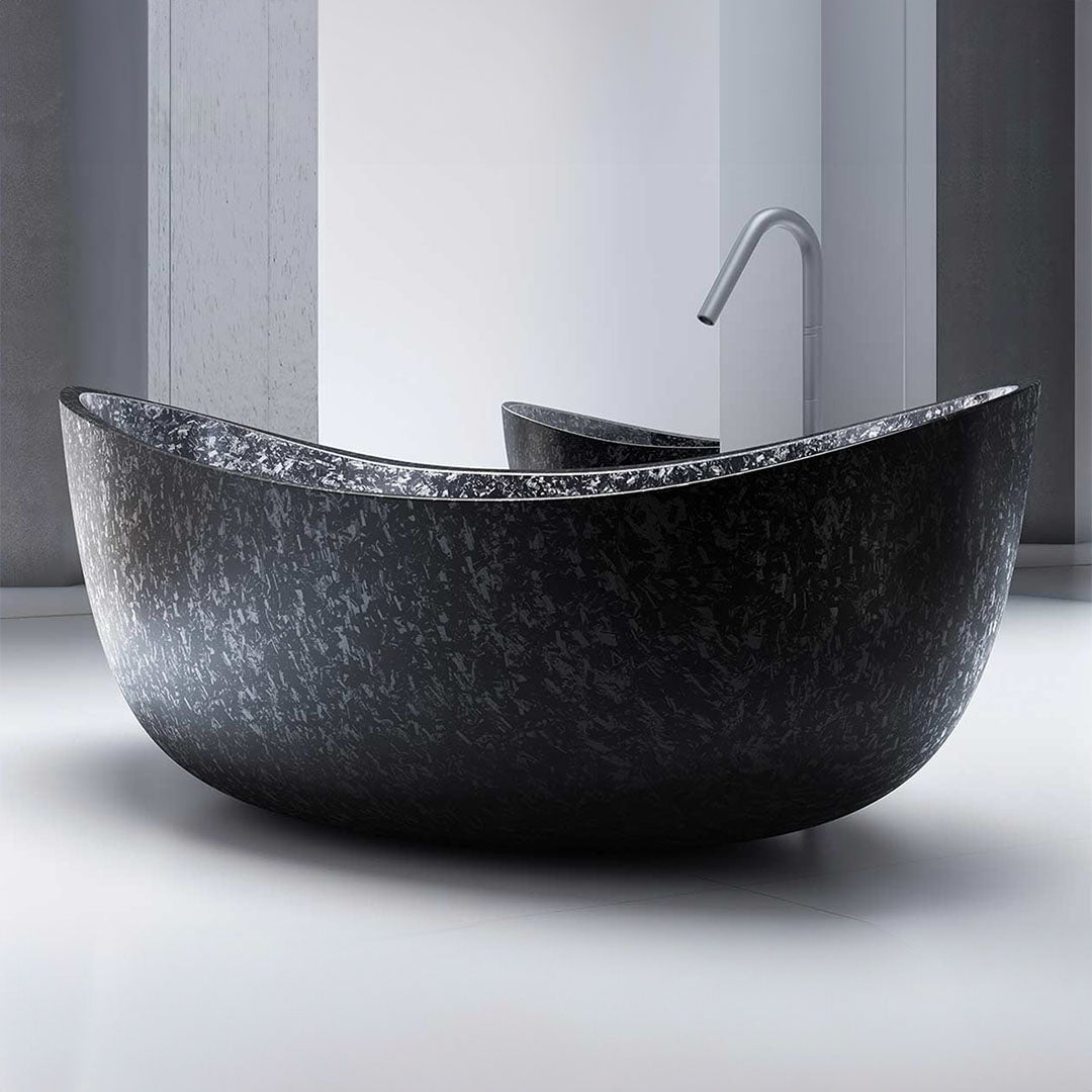 Cada de baie, freestanding, 1800x1100x620 mm, negru, din fibra de carbon Mozaic, forma ovala speciala, MonBlari