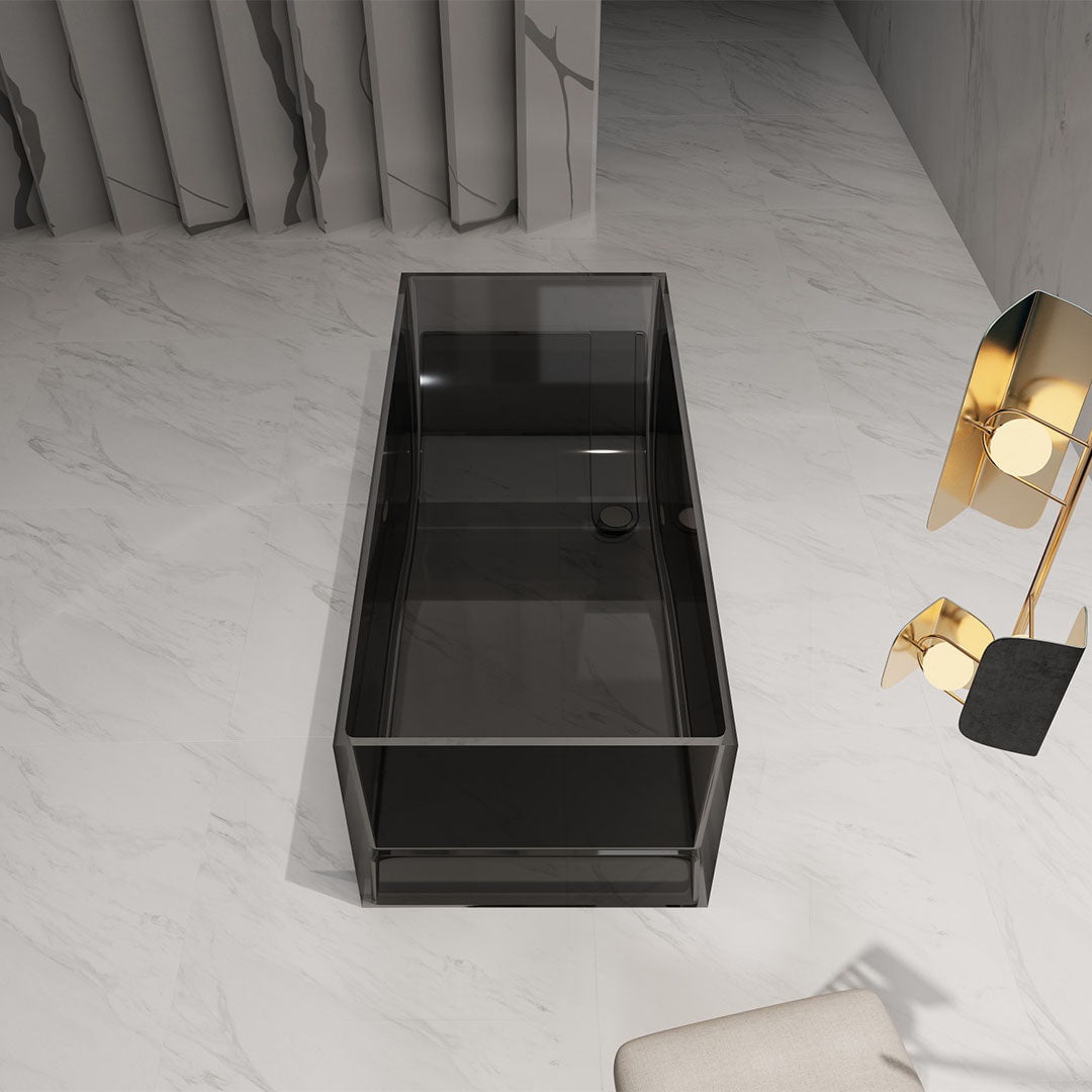 Cada de baie, freestanding, 1800x760x580, din rasina, dreptunghiulara, negru mat transparent, MonBlari
