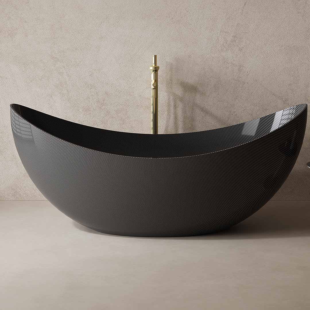 Cada de baie, freestanding, 1800x800x750 mm, negru, din fibra de carbon Twill, forma oval special, MonBlari