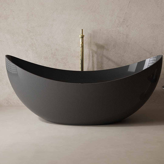Cada de baie, freestanding, 1800x800x750 mm, negru, din fibra de carbon Twill, forma oval special, MonBlari