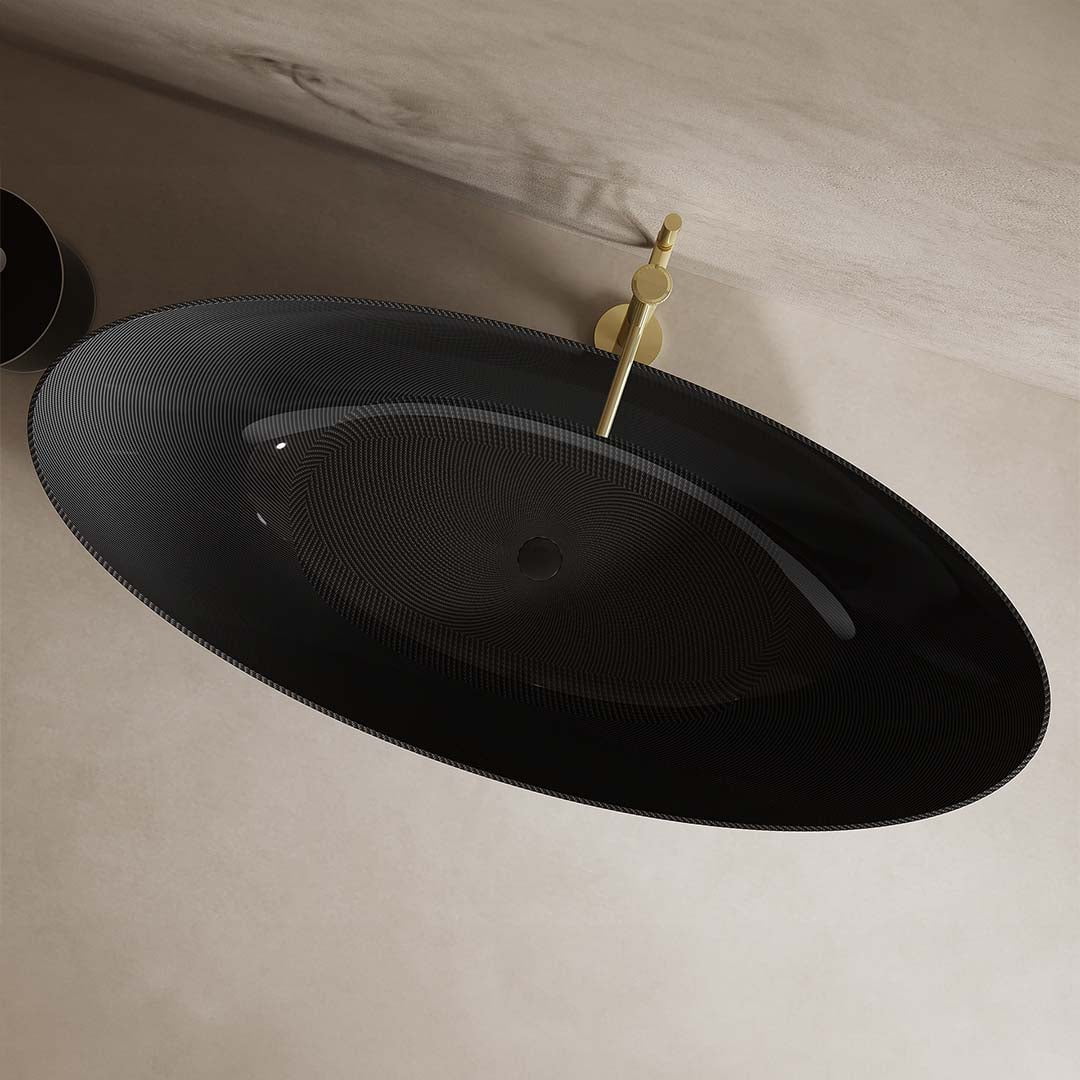 Cada de baie, freestanding, 1800x800x750 mm, negru, din fibra de carbon Twill, forma oval special, MonBlari