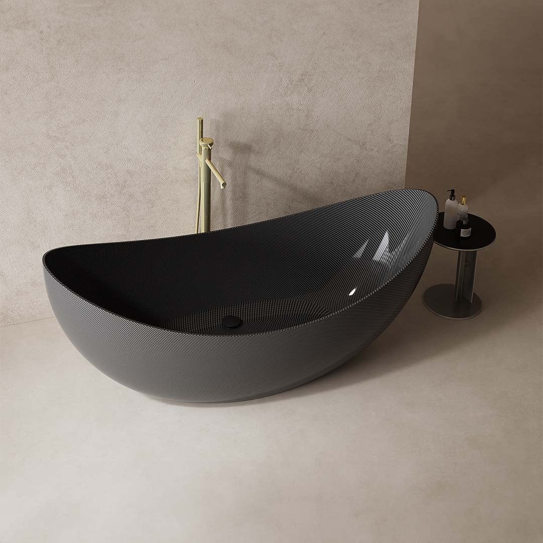 Cada de baie, freestanding, 1800x800x750 mm, negru, din fibra de carbon Twill, forma oval special, MonBlari