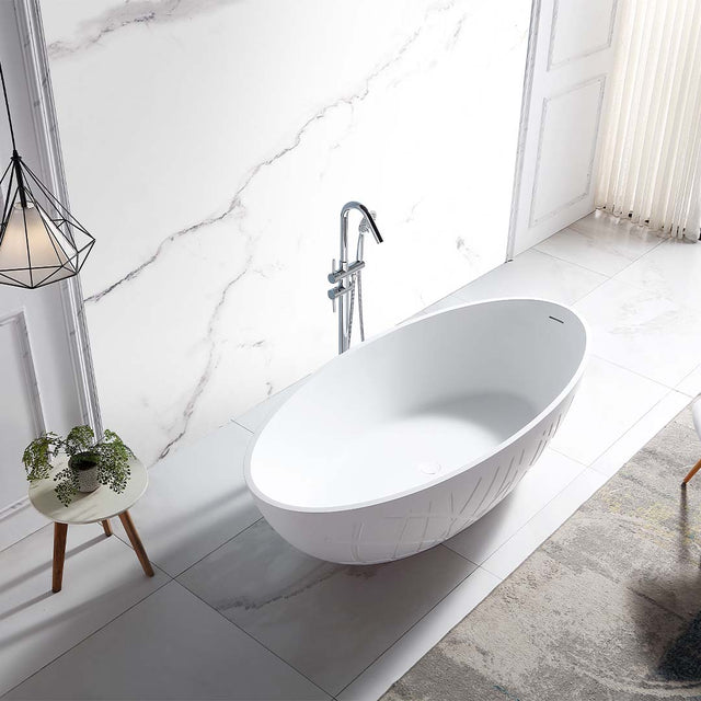 Cada de baie, freestanding, 1800x850x520, din compozit, ovala, alb mat, MonBlari