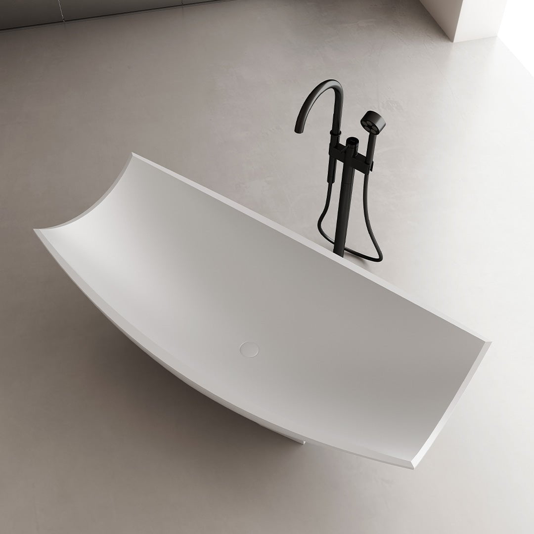 Cada de baie, freestanding, 1800x850x600, din compozit, ovala, alb mat, MonBlari