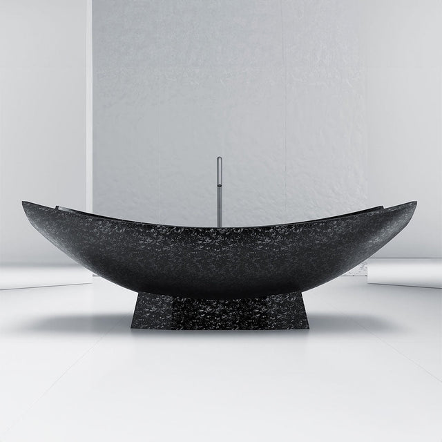 Cada de baie, freestanding, 1800x850x800 mm, negru, din fibra de carbon Mozaic, forma stativ semi-ovala, MonBlari