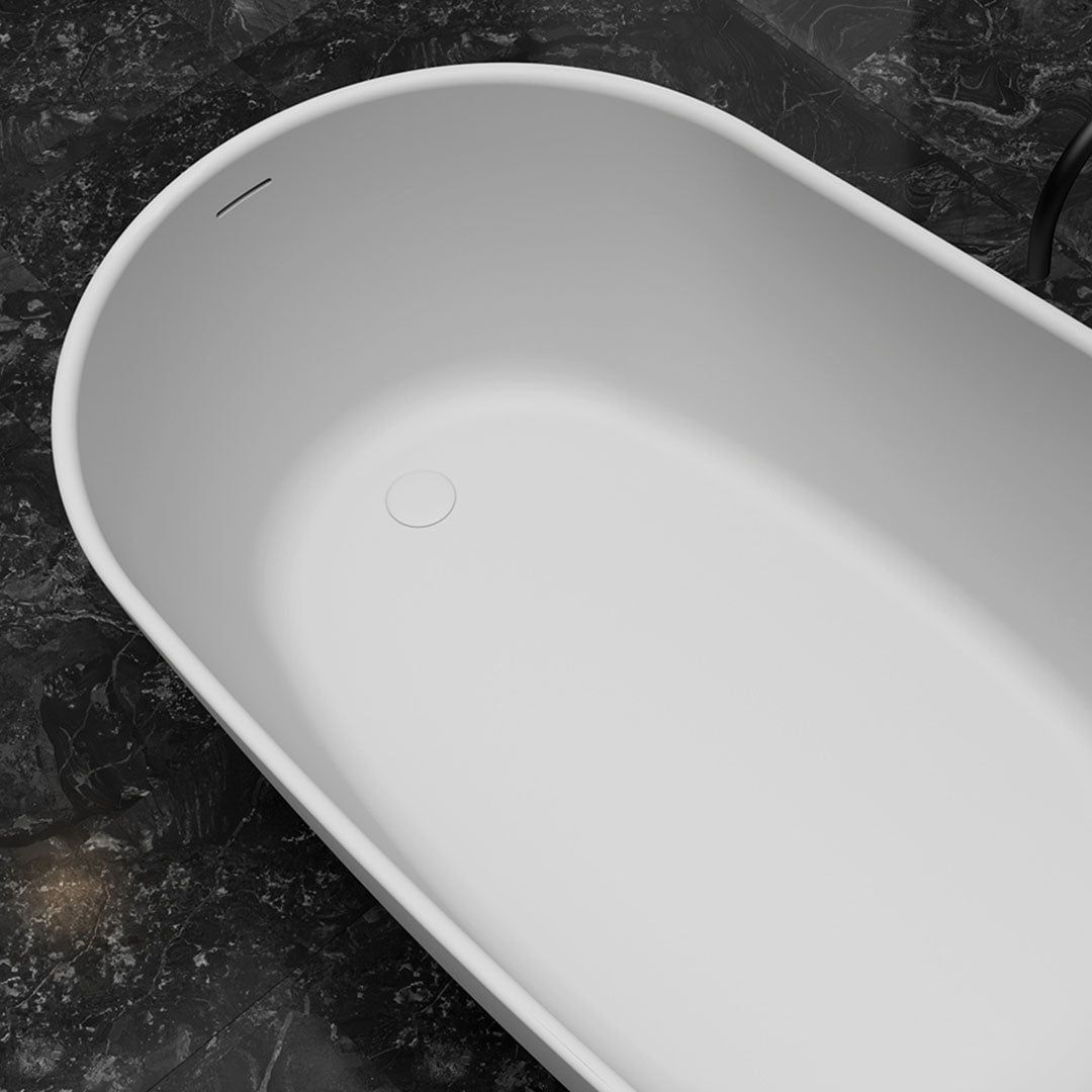 Cada de baie, freestanding, 1800x950x680 mm, din compozit, ovala, margine curbata, alb mat, MonBlari