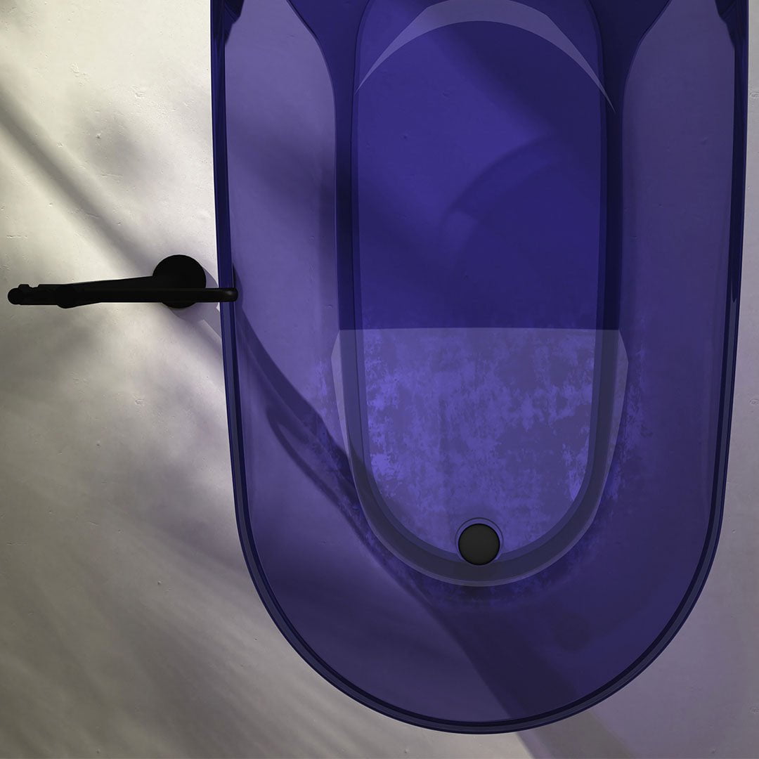 Cada de baie, freestanding, 1800x950x680 mm, din rasina, ovala, margine curbata, violet transparent, MonBlari