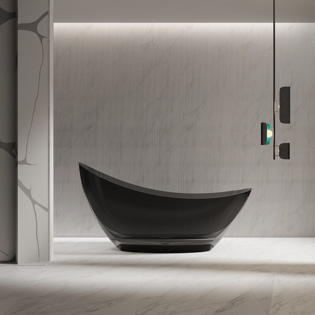 Cada de baie, freestanding, 1850x800x930, din rasina, ovala, negru transparent, MonBlari