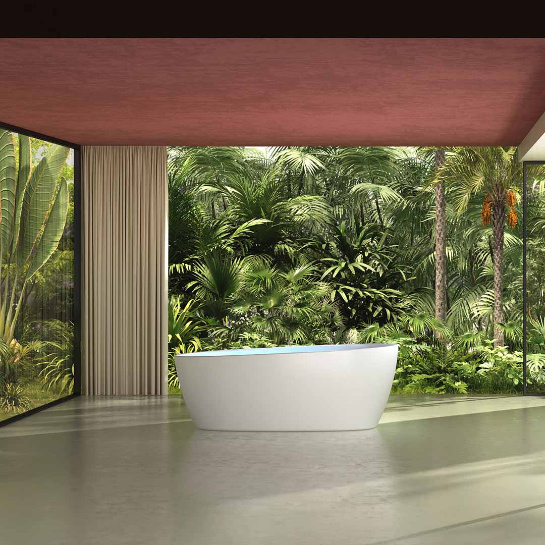 Cada de baie, freestanding, functie jacuzzi, 1700x800x630 mm, din compozit, ovala, alb mat, MonBlari