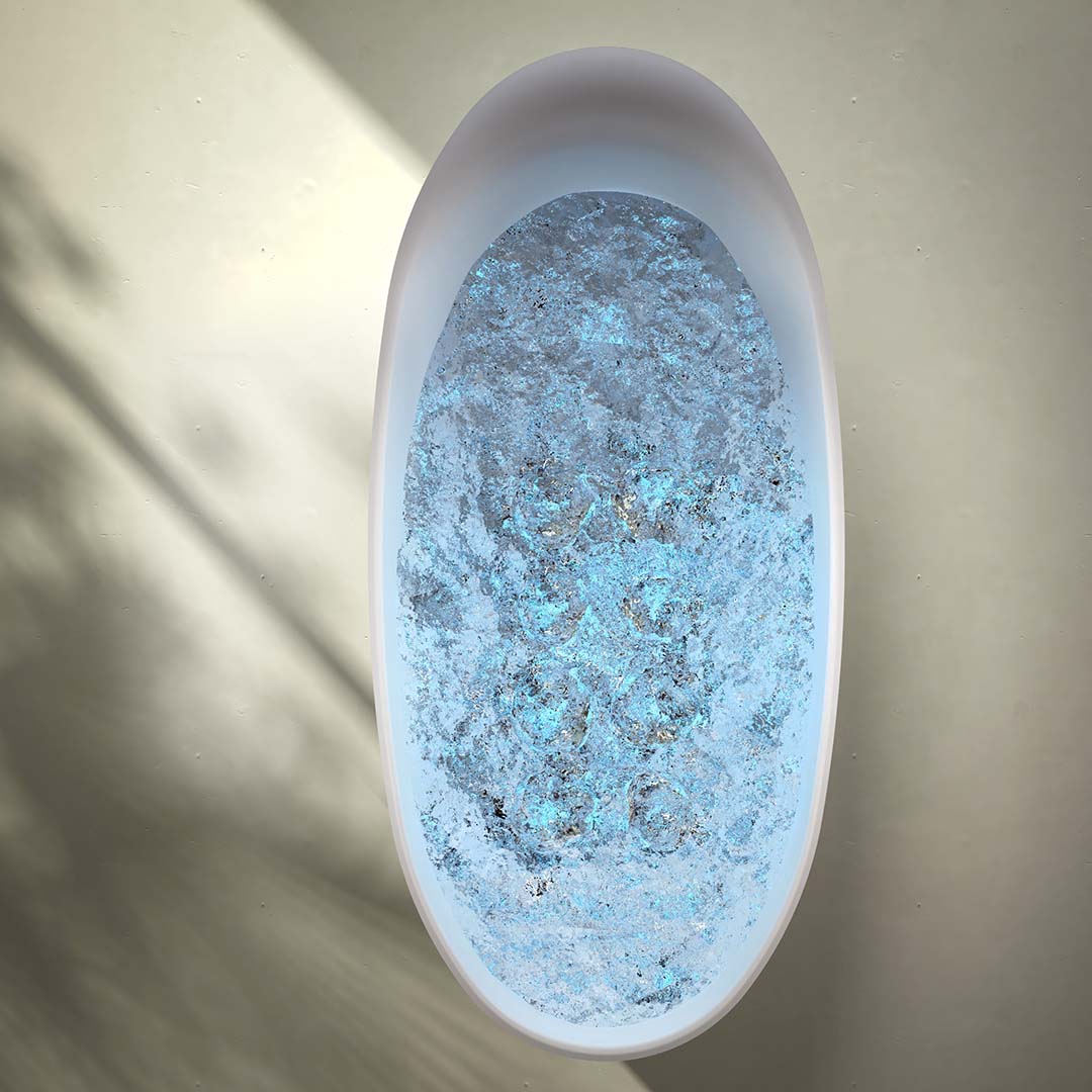 Cada de baie, freestanding, functie jacuzzi, 1700x800x630 mm, din compozit, ovala, alb mat, MonBlari