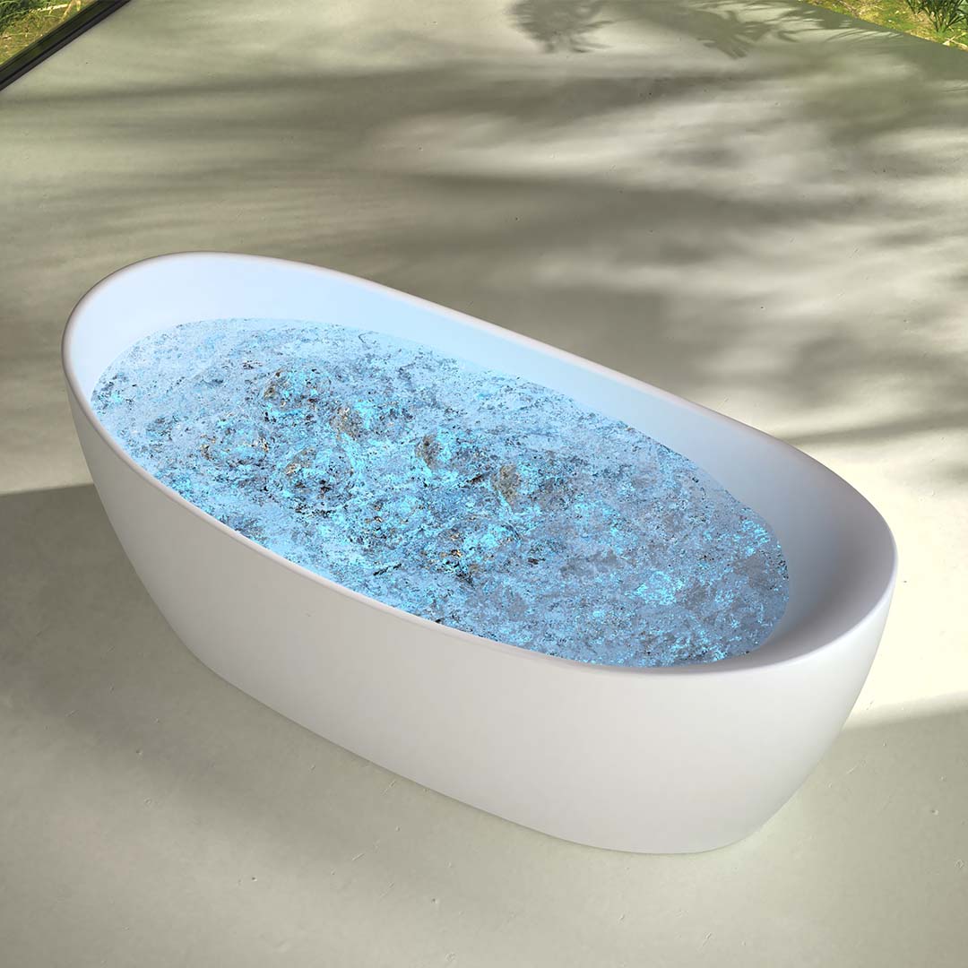 Cada de baie, freestanding, functie jacuzzi, 1700x800x630 mm, din compozit, ovala, curbata, alb mat, MonBlari