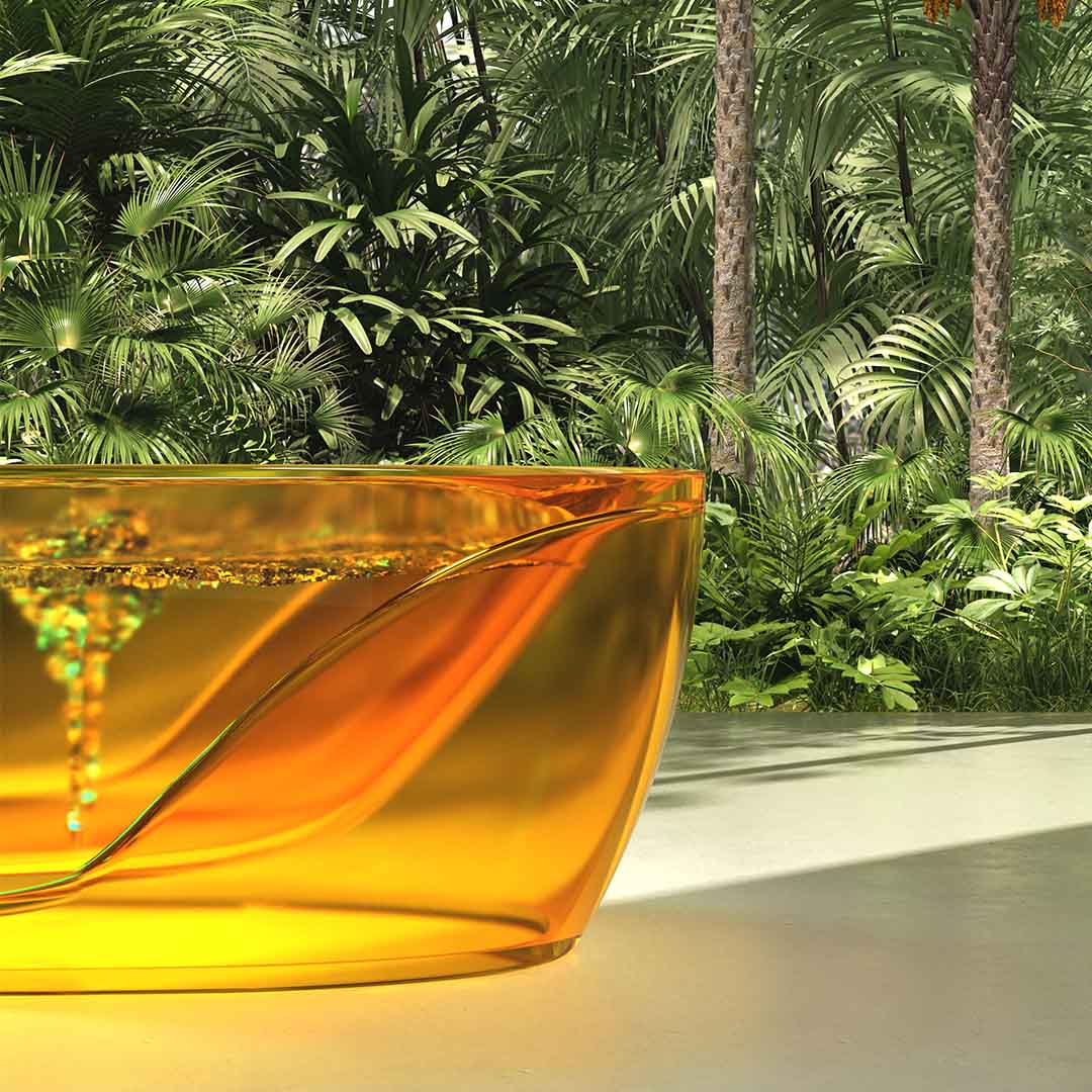 Cada de baie, freestanding, functie jacuzzi, 1700x800x630 mm, din rasina, ovala, galben transparent, MonBlari