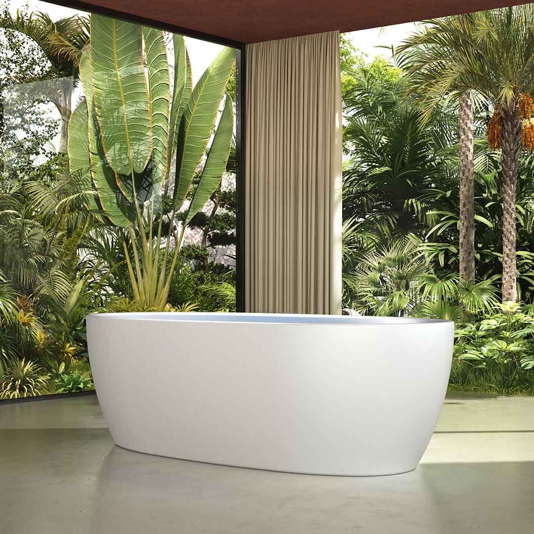 Cada de baie, freestanding, functie jacuzzi, 1700x850x550 mm, din compozit, ovala, alb mat, MonBlari