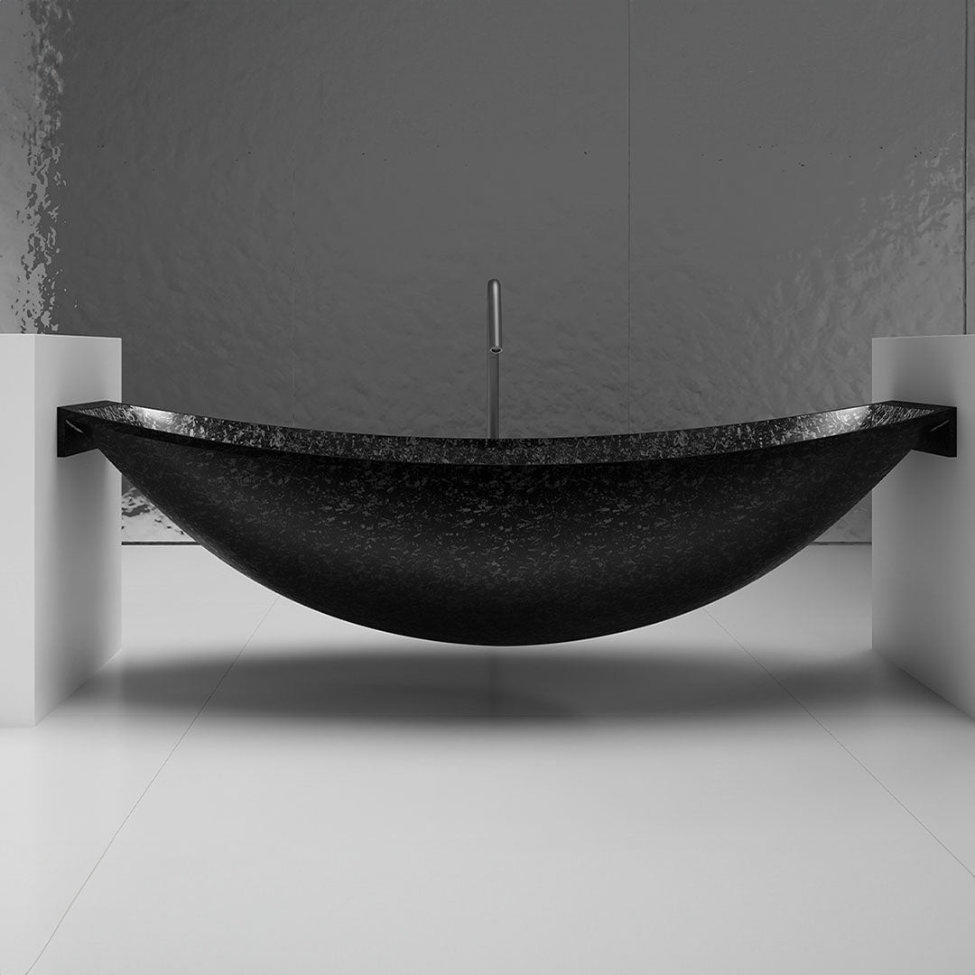 Cada de baie, freestanding suspendata, 1800x800x512 mm, negru, din fibra de carbon Mozaic, forma stativ ovala, MonBlari