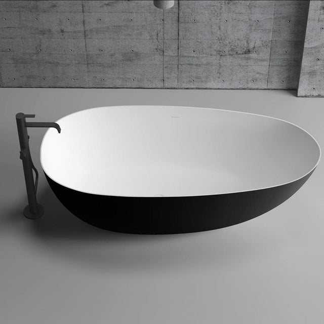 Cadă de baie Viking freestanding, 170x80x58, formă ovală, exterior negru mat și interior alb, cod 4009