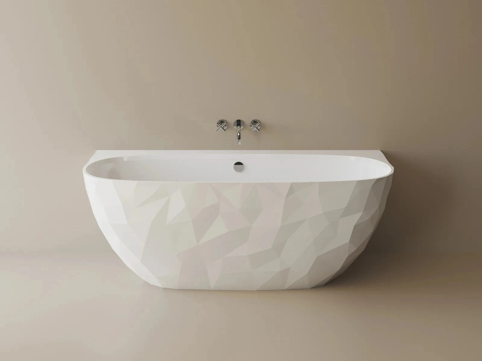 Cada freestanding compozit, 160 x 80 cm, lipita de perete, model 3D, alb lucios/mat Foglia Linea