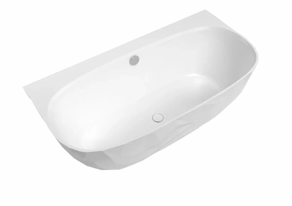 Cada freestanding compozit, 160 x 80 cm, lipita de perete, model 3D, alb lucios/mat Foglia Linea