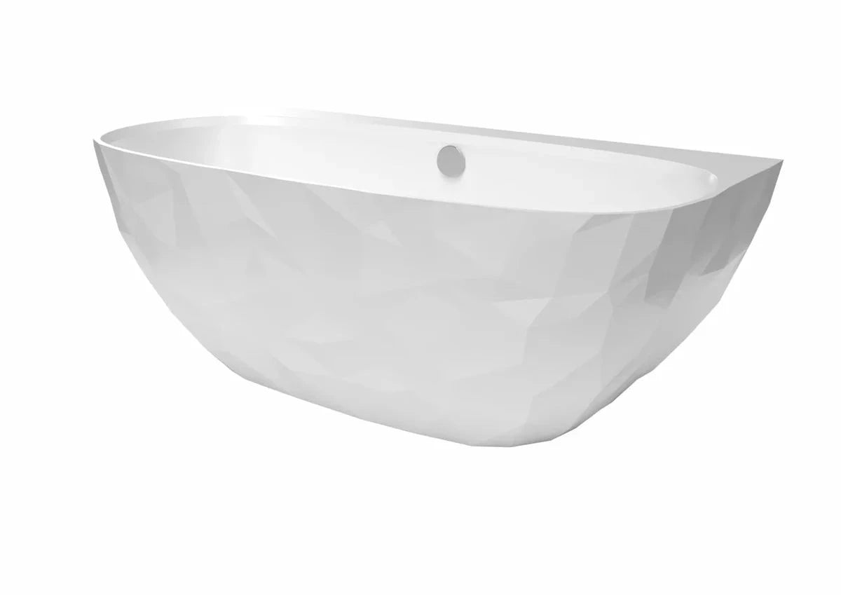 Cada freestanding compozit, 160 x 80 cm, lipita de perete, model 3D, alb lucios/mat Foglia Linea