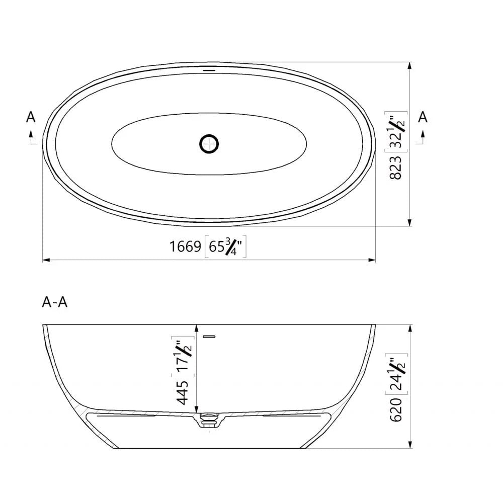 Cada freestanding compozit 3D, ovala 167 x 82 cm, Foglia Ovale