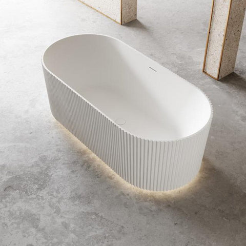 Cadă freestanding Fresco, cu iluminare LED, 150x75x58 cm, alb lucios, cod 4020