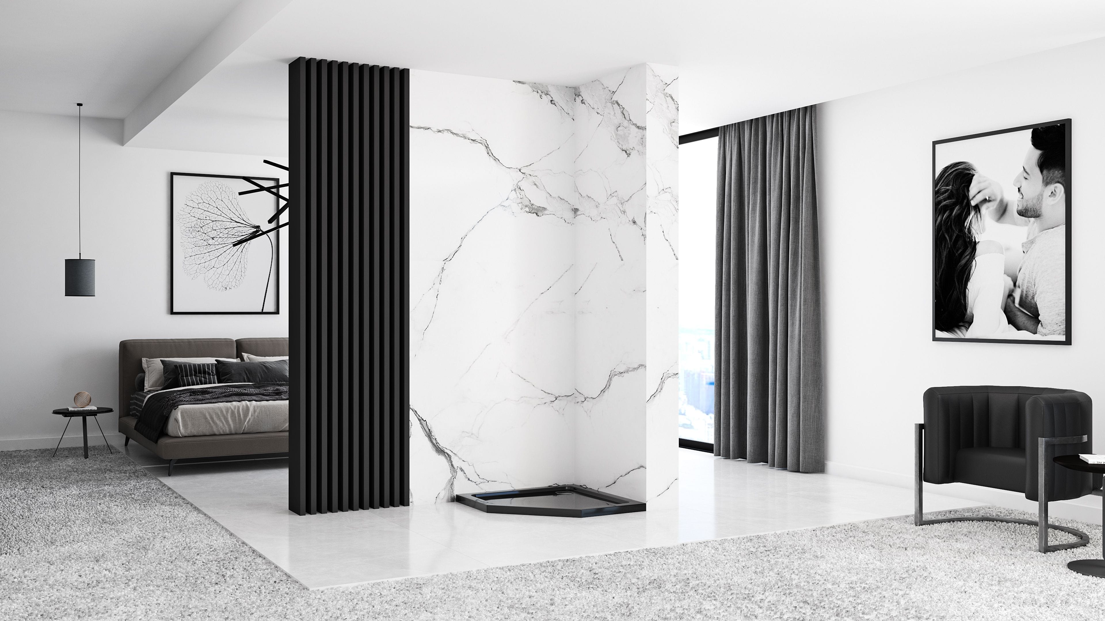 Cadiță de duș Rea Diamond 90x90 cm neagră