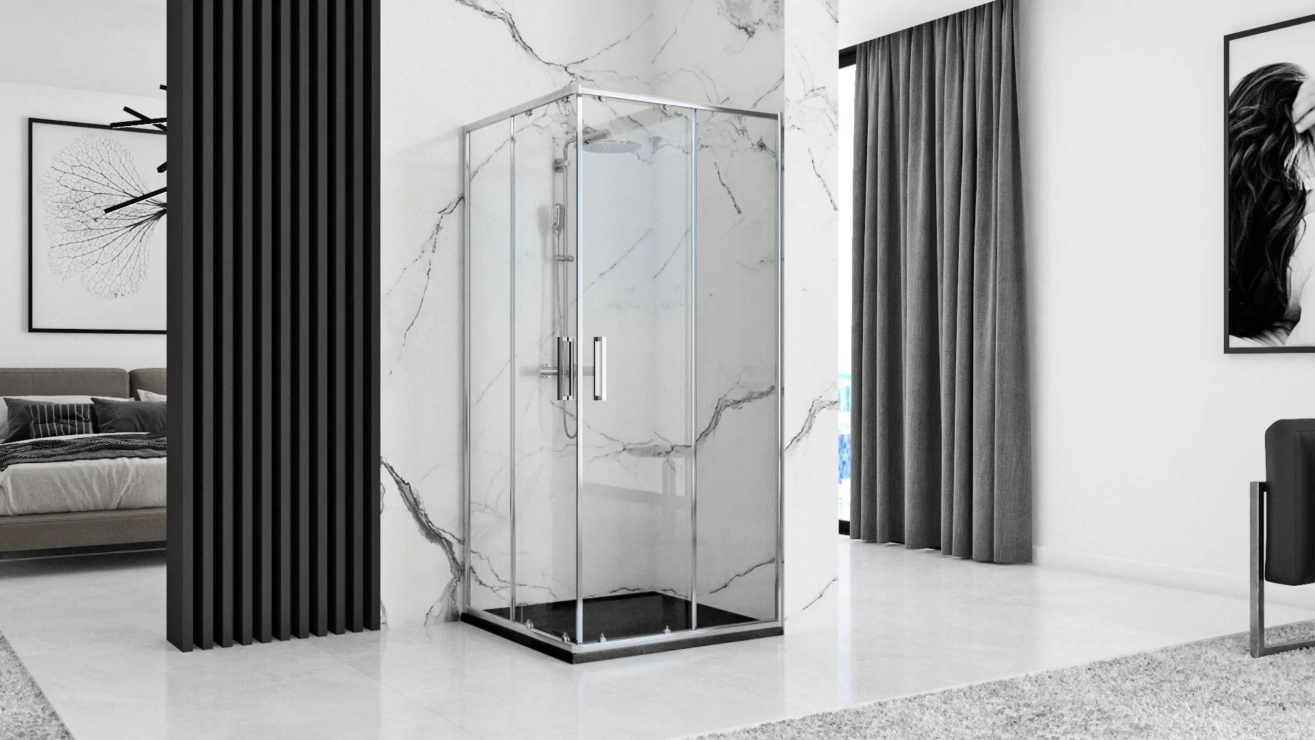 Cadiță de duș Rea Grand 90x90 cm neagră