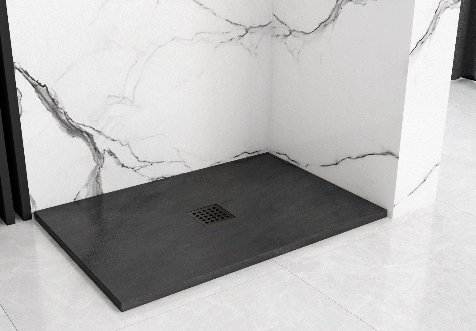 Cădiță de duș Rea Rock Black, negru, 90x120 cm
